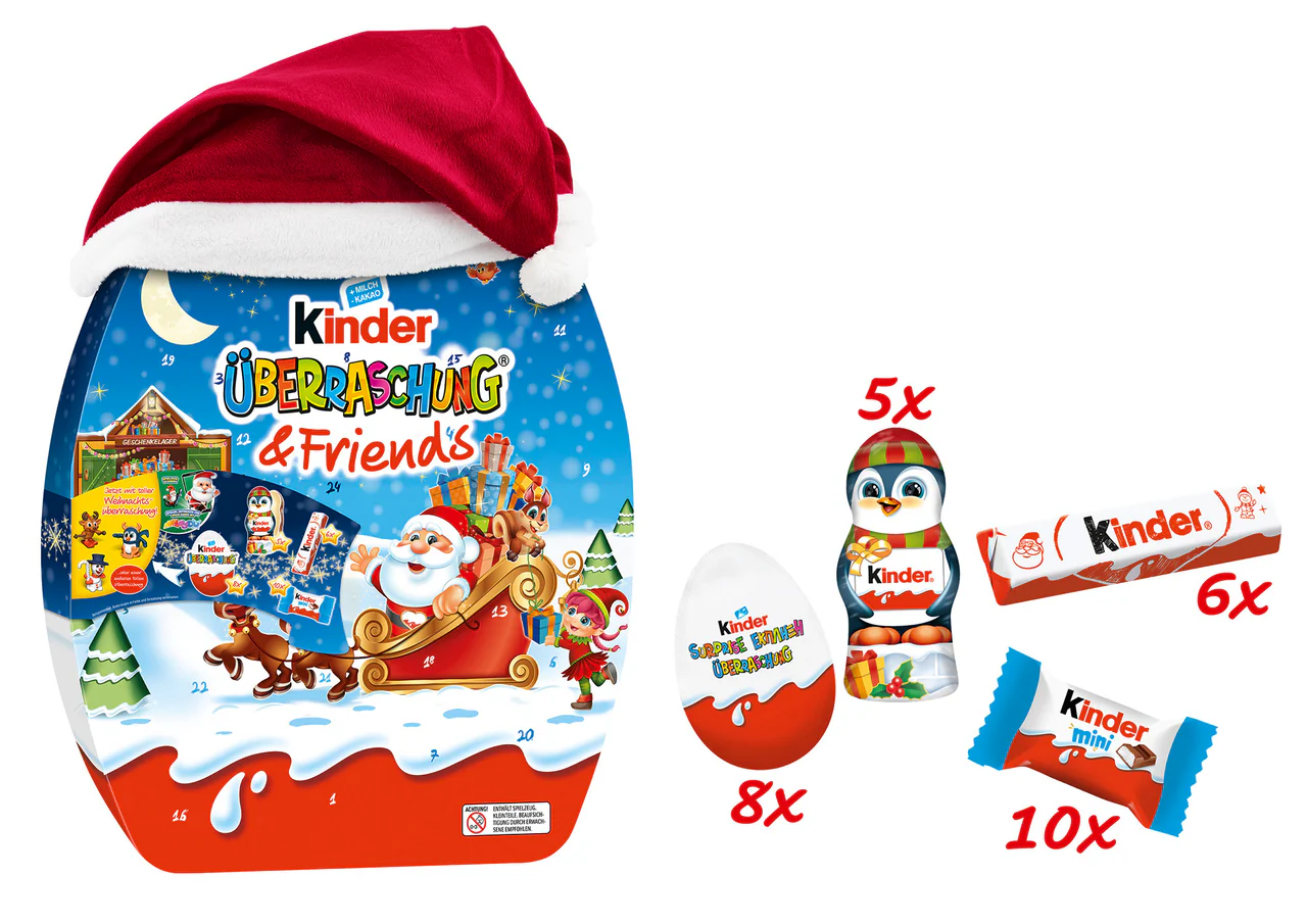 8000500426876-kue-friends-kalender-370g-komposition-montage-1-vorderseite.webp Ferrero Kinda Fun Egg and Friends Arrival Festival Calendar 370 grams - Image 1