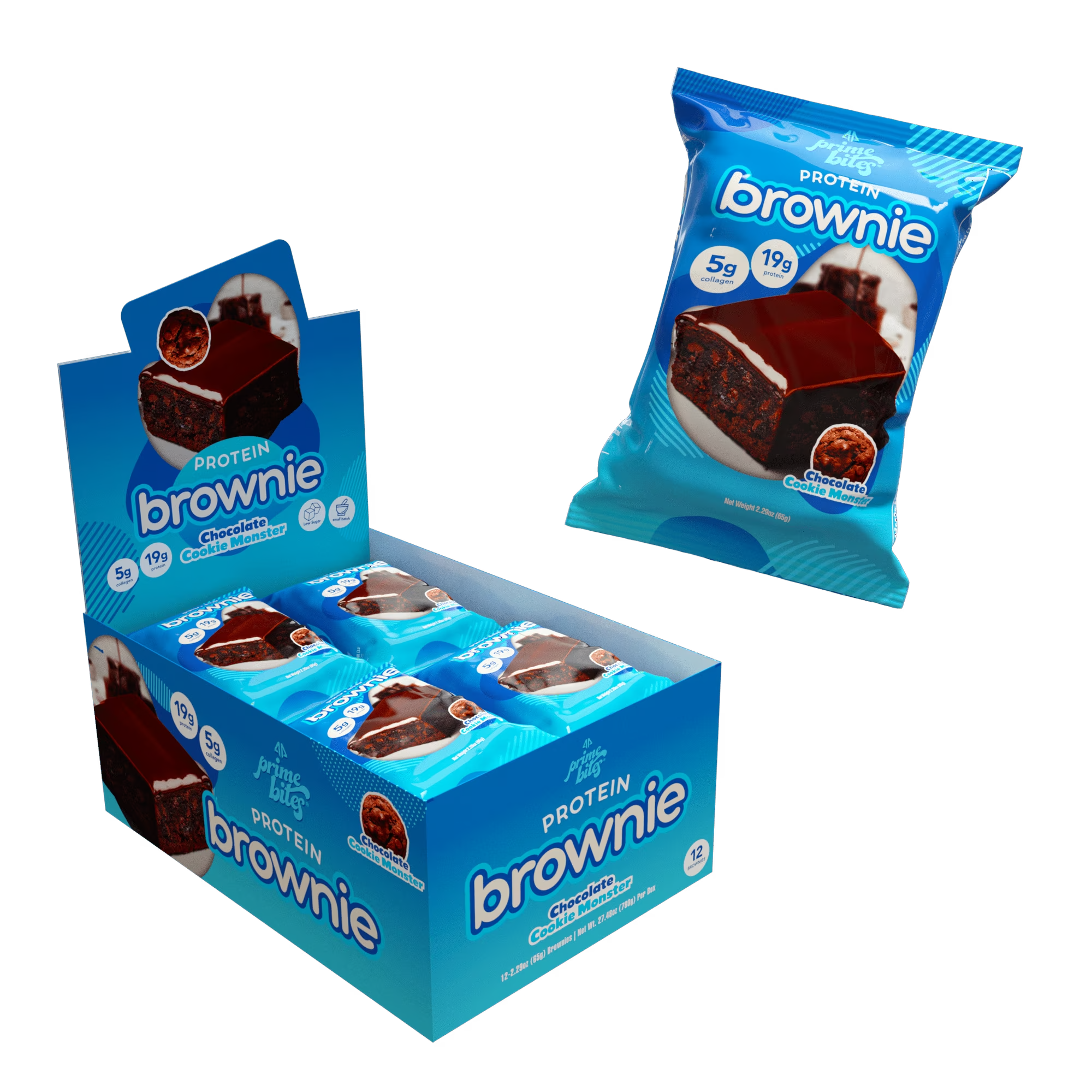微信图片_20251015182212_2_9.png Chocolate Cookie Monster, 12 Count Prime Bites Protein Brownie with 19g Protein and 5g Collagen - Image 1
